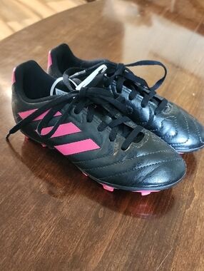 Adidas Kids Black and Pink Soccer Cleats